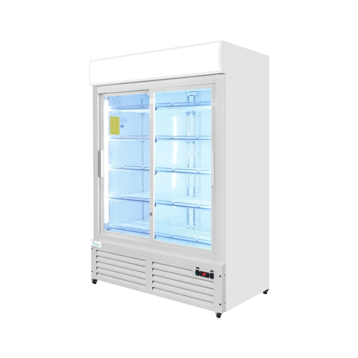 52" Double Door Display Glass Refrigerator White (Sliding) Lumin Cool 54R-G2W