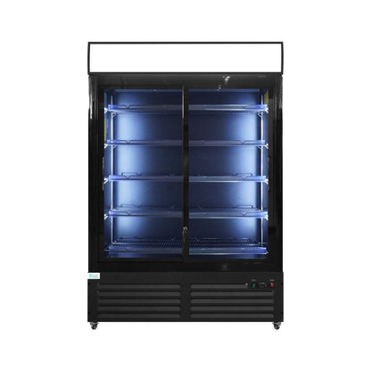 52" Double Door Display Glass Refrigerator Black (Sliding) Lumin Cool -54R-G2