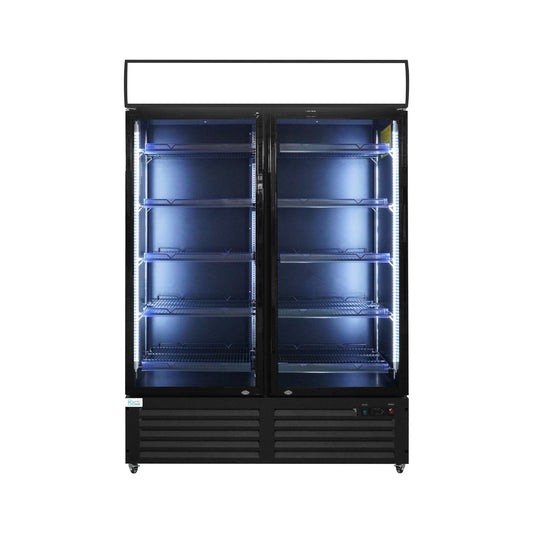 52" Double Door Display Glass Refrigerator Black (Swing) Lumin Cool 54R-G2S