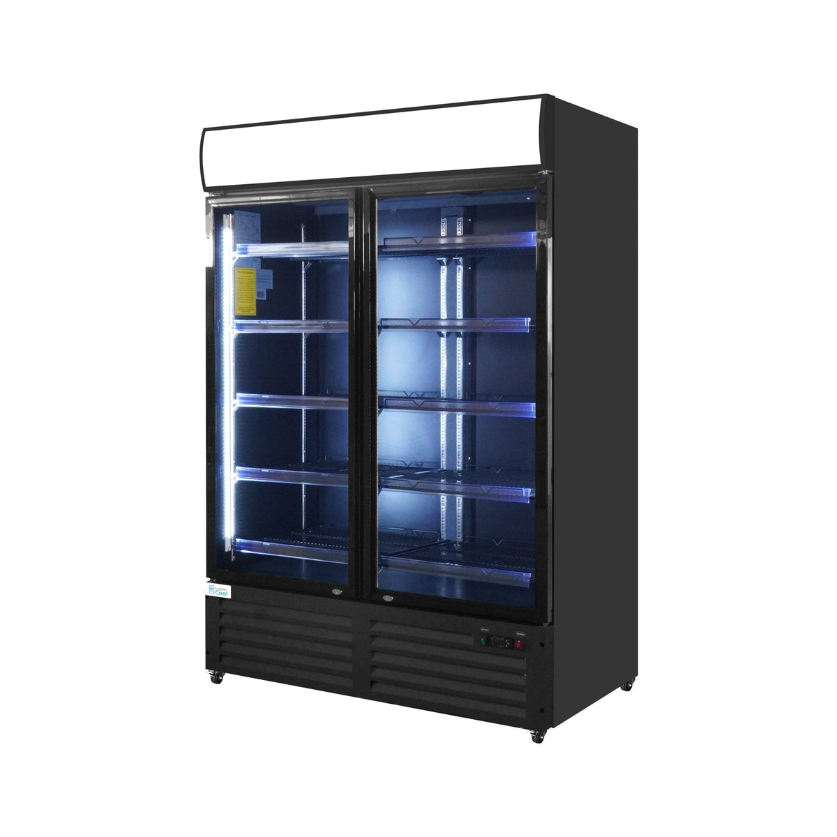 52" Double Door Display Glass Refrigerator Black (Swing) Lumin Cool 54R-G2S