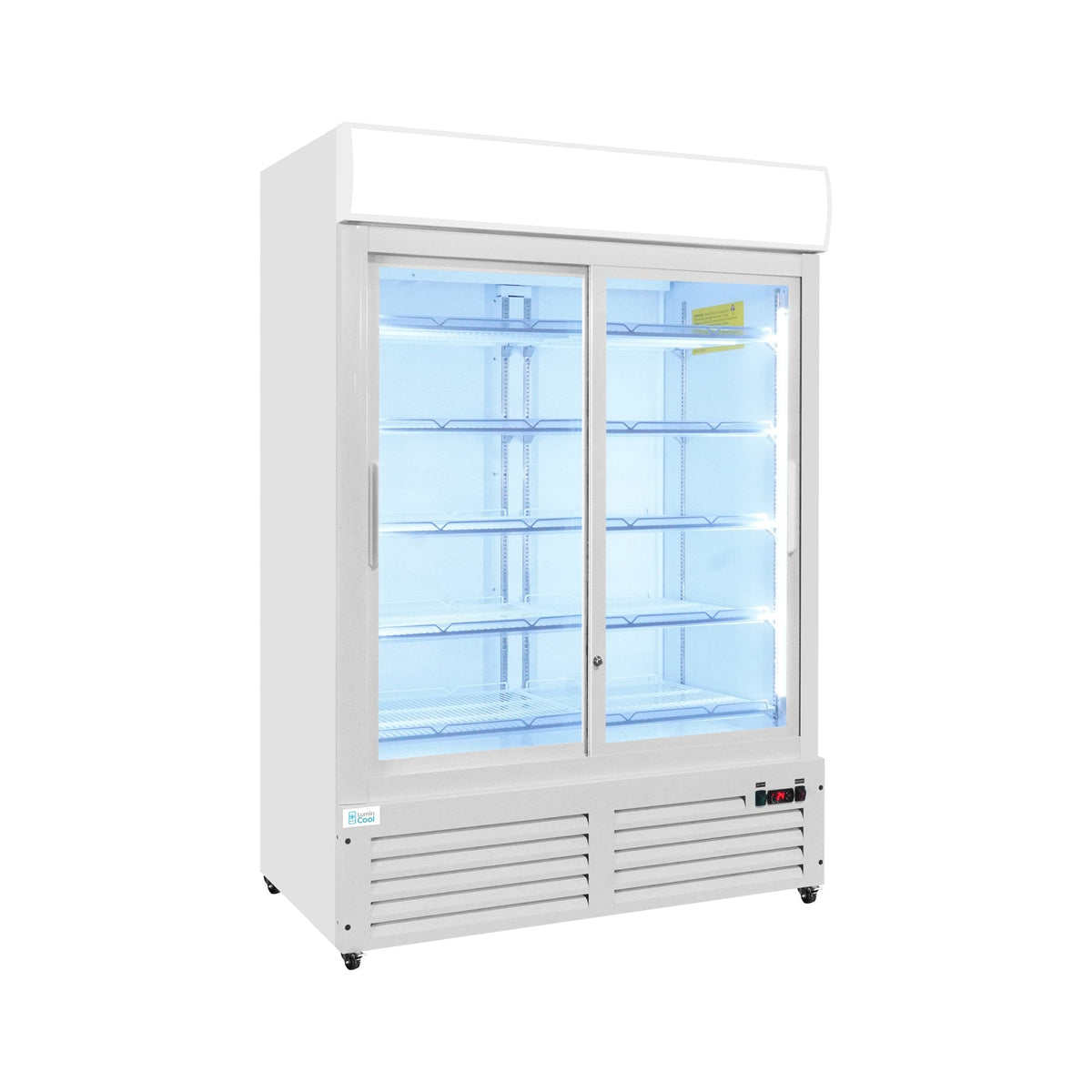 52" Double Door Display Glass Refrigerator White (Sliding) Lumin Cool 54R-G2W