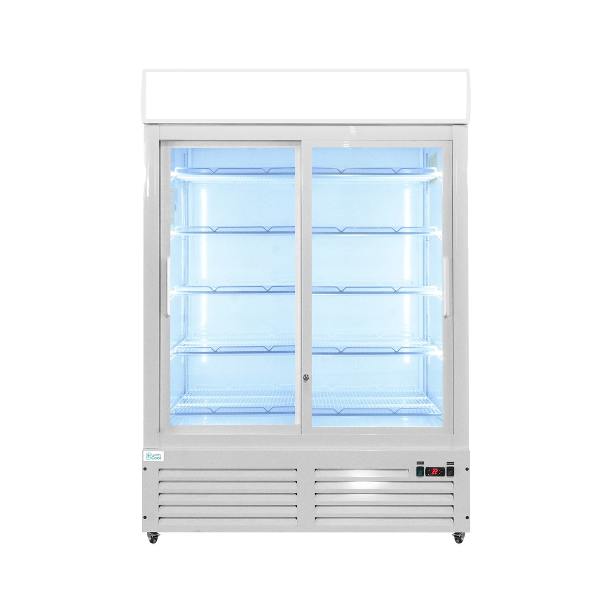 52" Double Door Display Glass Refrigerator White (Sliding) Lumin Cool 54R-G2W