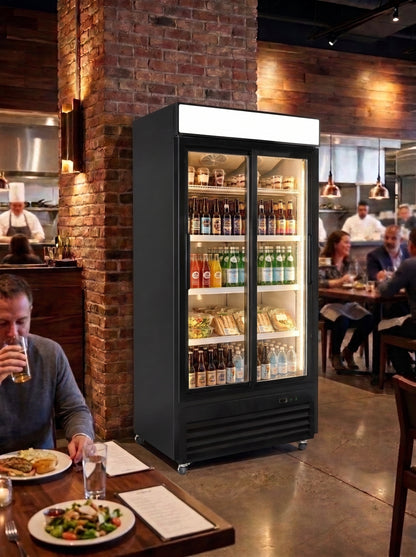 40" Double Door Display Glass Refrigerator (Sliding) COLDZONE-R40-G2